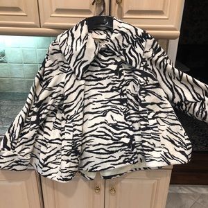 Faux fur zebra short swing jacket